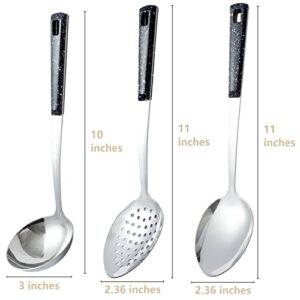 3-Piece,Stainless Steel Serving Spoon Set with Slotted Spoon, Serving Spoon and Perforated Spoon, soup ladle,kitchen cooking serving utensils set