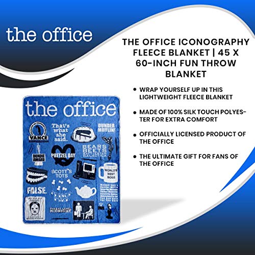 The Office Iconography Fleece Blanket | 45 x 60-Inch Soft Throw Blanket