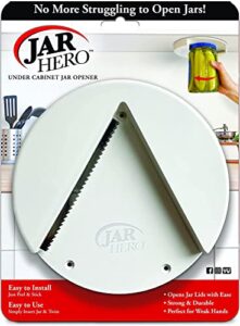 jar hero - under cabinet jar lid & bottle opener - opens any size jar - effortless jar opener for weak hands & seniors with arthritis