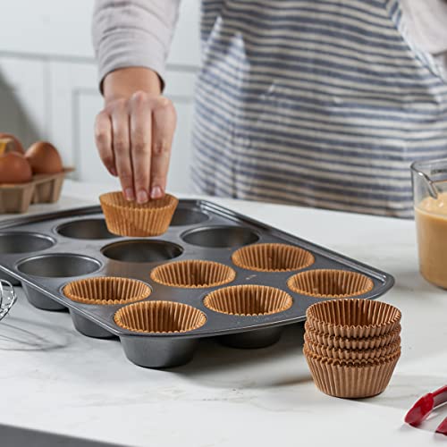 [500Pcs] Standard Size Kraft Cupcake Liners, Food Grade & Grease-Proof, Baking Cups