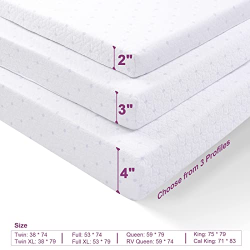 Mattress Topper Cover Queen, Lavender Infused Premium Bamboo Zippered Cover for Mattress Topper with Adjustable Straps, Ferlizer 3 Inch Queen Mattress Topper Protector