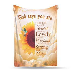 Christian Gifts for Women Blanket Inspirational Religiou Scripture Gifts for Women 60"X 50" Throw Blankets for Couch Bed Soft Cozy Bible Verse Blanket for Godmother Adults Kids