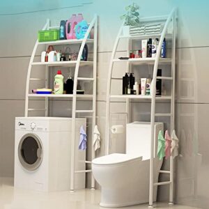 BKGDO Washer Storage Frames Floor Standing for Over Toilet,3-Layer 3-Layer Washinghine Shelf,High Temperature Steel Washinghine Rack,Easy to Assemble 3-Layer Bathroom/White