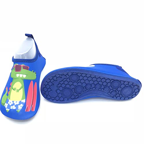 Children Thin and Breathable Swimming Shoes Water Park Cartoon Rubber Soled Beach Socks Toddler High Top Canvas Sneaker (Green, 5.5-6 Years Little Child)