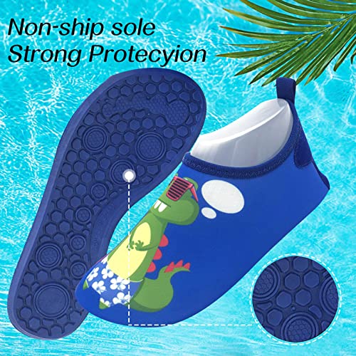 Children Thin and Breathable Swimming Shoes Water Park Cartoon Rubber Soled Beach Socks Toddler High Top Canvas Sneaker (Green, 5.5-6 Years Little Child)