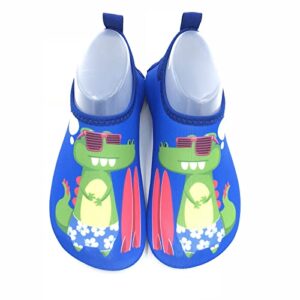 Children Thin and Breathable Swimming Shoes Water Park Cartoon Rubber Soled Beach Socks Toddler High Top Canvas Sneaker (Green, 5.5-6 Years Little Child)