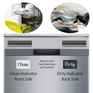 Black and White Wood Clean Dirty Dishwasher Magnet, Reversible Dish Washer Sign, Double Sided Strong Kitchen Flip Indicator, Bonus Universal Magnetic Plate, Neutral Rustic White and Black Magnet