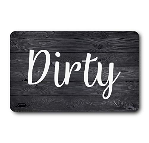 Black and White Wood Clean Dirty Dishwasher Magnet, Reversible Dish Washer Sign, Double Sided Strong Kitchen Flip Indicator, Bonus Universal Magnetic Plate, Neutral Rustic White and Black Magnet