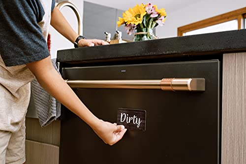 Black and White Wood Clean Dirty Dishwasher Magnet, Reversible Dish Washer Sign, Double Sided Strong Kitchen Flip Indicator, Bonus Universal Magnetic Plate, Neutral Rustic White and Black Magnet