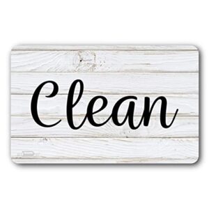 Black and White Wood Clean Dirty Dishwasher Magnet, Reversible Dish Washer Sign, Double Sided Strong Kitchen Flip Indicator, Bonus Universal Magnetic Plate, Neutral Rustic White and Black Magnet