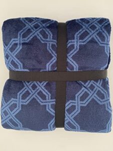 berkshire blanket lustersoft velvetloft throw blue geometric
