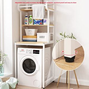 BKGDO Washer Storage Frames Floor Standing for Over Toilet,Bathroom Storage Rack,Bathroom Organizer Units with Clothes Hanging/White