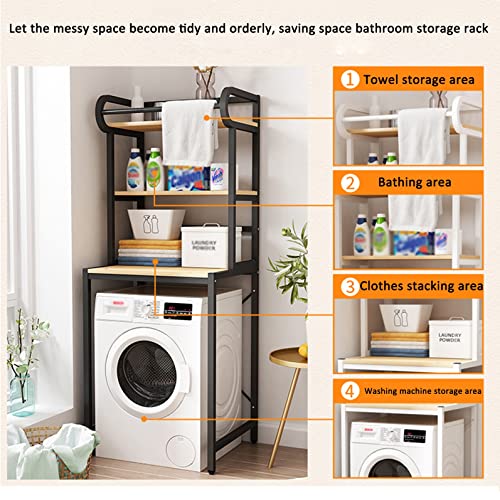 BKGDO Washer Storage Frames Floor Standing for Over Toilet,Bathroom Storage Rack,Bathroom Organizer Units with Clothes Hanging/White