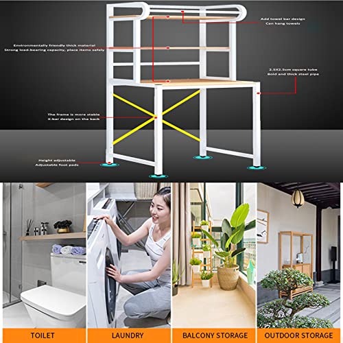 BKGDO Washer Storage Frames Floor Standing for Over Toilet,Bathroom Storage Rack,Bathroom Organizer Units with Clothes Hanging/White