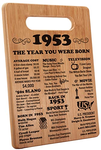 Henghere 70th Birthday Gifts for Women or Men, Happy 70 Year Old Birthday Gifts, 70th Birthday Present, Vintage 70th Birthday Decorations - Cutting Board