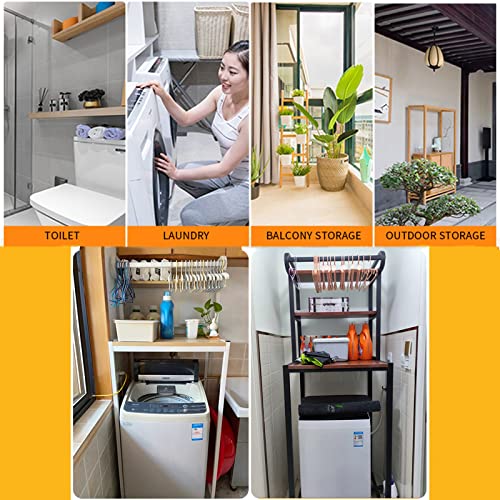 BKGDO Washer Storage Frames Floor Standing for Over Toilet,Square Carbon Steel Washinghine Shelf,Drum Washinghine Storage Rack Toilet Shelf with Hanging Rod/Black