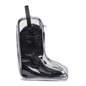 Howdy Boot Bag - clear see-thru waterproof storage bag for cowboy boots mens and womens tall riding boots travel accessories shoe organizer and closet or under bed space saver storage bags. BLACK