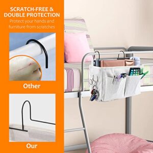 Surblue Bedside Caddy Bedside Storage Bag Hanging Organizer for Bunk, Hospital Beds, Dorm Rooms Bed Rails Camp 4 Pockets and 2 Hooks (White)