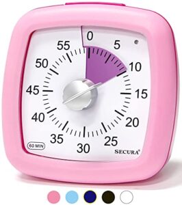 secura 60-minute visual timer, silent study timer for kids and adults, time clocks, time management countdown timer for teaching