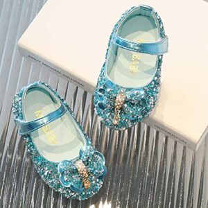 Children Shoes Fashion Band Diamond Flat Bottom Princess Shoes Fashion Bow Princess Shoes Soft Bottom Tennis Shoes Girl (Blue, 18-24 Months)