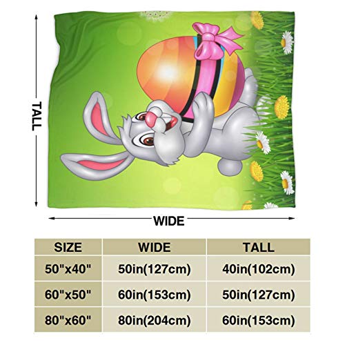 Happy Easter Colorful Eggs Cute Bunny Blankets and Throws Lightweight Cozy Fuzzy Blanket for Couch Sofa Bed _BR.158