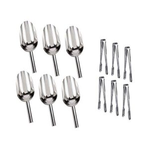 xiboya textile sweet candy buffet ice tongs & scoops (silver-6 set)