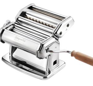 Imperia Pasta Maker Machine - Heavy Duty Steel Construction w Easy Lock Dial and Wood Grip Handle- Model 150 Made in Italy