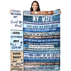 to my wife gifts super soft flannel blanket - anniversary romantic birthday gift valentine's day gift from husband to wife - gifts for her soft sofa bed throw blanket (60inchx50inch)