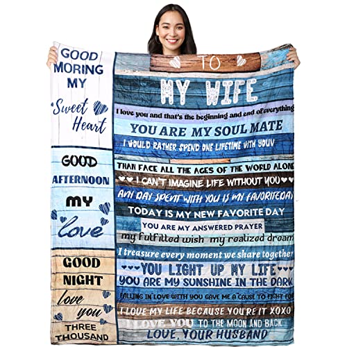 to My Wife Gifts Super Soft Flannel Blanket - Anniversary Romantic Birthday Gift Valentine's Day Gift from Husband to Wife - Gifts for Her Soft Sofa Bed Throw Blanket (60inchx50inch)