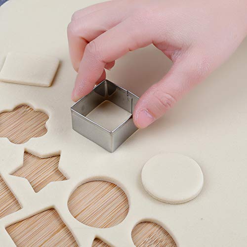 Mini shaped biscuit cutters Sets 24pcs Metal Dough Cutters Flower Star Heart Round Geometric Shapes Cutters for Kids Use for Cookies,Biscuit,Pastry Dough,Pie Crust,Fruits Fondant Homemade Baking