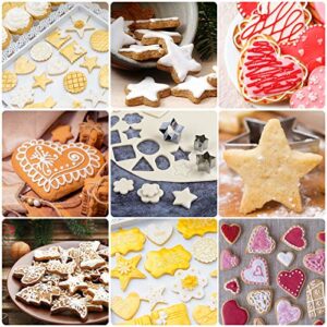 Mini shaped biscuit cutters Sets 24pcs Metal Dough Cutters Flower Star Heart Round Geometric Shapes Cutters for Kids Use for Cookies,Biscuit,Pastry Dough,Pie Crust,Fruits Fondant Homemade Baking