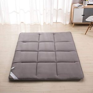 wjh soft tatami floor mat, japanese futon mattress, bed mattress topper traditional foldable portable breathable double thick -light grey 150x220cm(59x87inch)