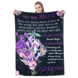 Zando Great Mothers Day Gifts for Mom,Birthday Gifts for Women,Grandma Gifts for Mom,Mothers Day Throw Blanket for Mom from Daughter Son Super Soft Sofa Bed Blanket To My Mom,Purple Flower 60"x80"