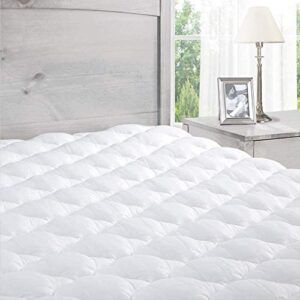 exceptionalsheets pillow top mattress pad | found in marriott hotels with fitted skirt and 18" deep pockets | supportive pillowtop mattress pad cover with additional layer of cluster fiber | queen