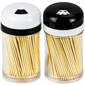 decorrack 400 toothpicks 100% natural bamboo picks with 2 reusable toothpick holders, bbq, holding small appetizers, cocktails, and crafts, teeth cleaning