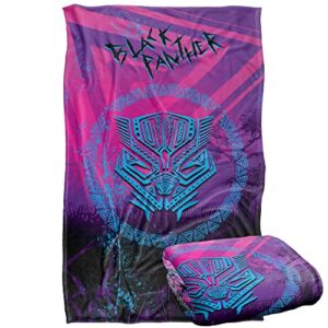 Marvel Black Panther Blanket, 36"x58", Neon Tribal, Silky Touch Super Soft Throw Blanket