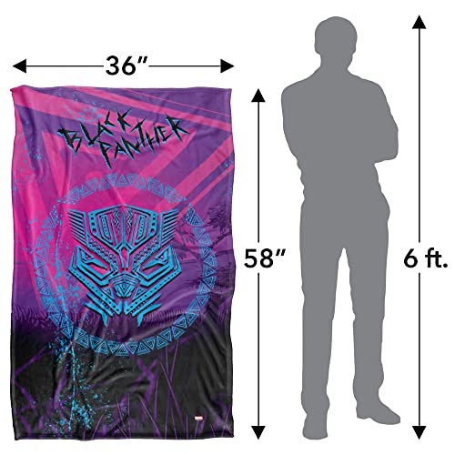 Marvel Black Panther Blanket, 36"x58", Neon Tribal, Silky Touch Super Soft Throw Blanket