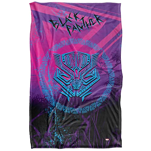 Marvel Black Panther Blanket, 36"x58", Neon Tribal, Silky Touch Super Soft Throw Blanket