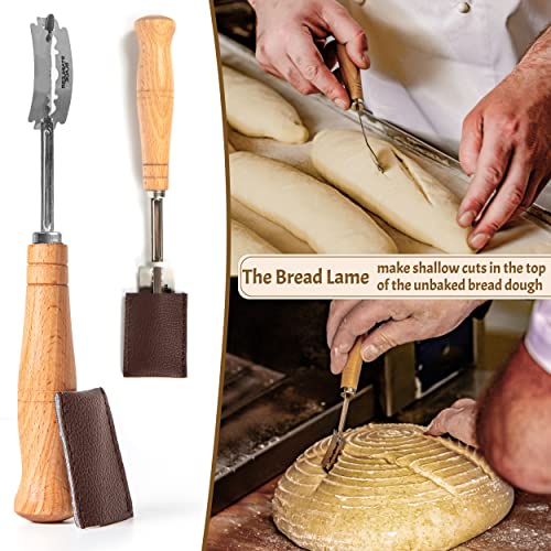 Bread Banneton Proofing Basket Set of 2-10 Inch Oval, and 9 Inch Round + Premium Bread Lame and Slashing Scraper, the ideal Baking Bowl for Sourdough and Yeast Bread Dough