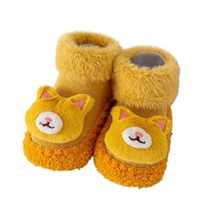 infant toddle footwear winter toddler shoes soft bottom indoor non slip warm floor animal socks shoes boy toddler running shoes (yellow, 12-18 months)