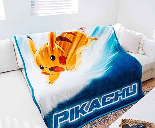 Northwest Pokemon Pikachu Bolt Oversized Silk Touch Sherpa Throw Blanket, 60" x 80"