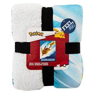 Northwest Pokemon Pikachu Bolt Oversized Silk Touch Sherpa Throw Blanket, 60" x 80"