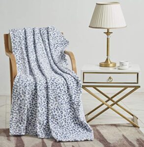 noble house by décor&more extra heavy and plush oversized throw blanket (50" x 70") - grey&white leopard
