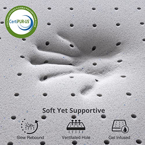 Maxzzz 3 Inch Mattress Topper Full,Gel Memory Foam Mattress Topper Double Bed Topper for Soft & Cooling Sleep, Pressure Relieve, CertiPUR-US Certified