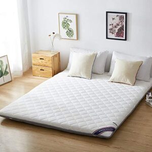 tatami mattress, thicken futon mattress, japanese soft portable foldable travel sleeping mattress topper breathable -white 150x200cm(59x79inch)