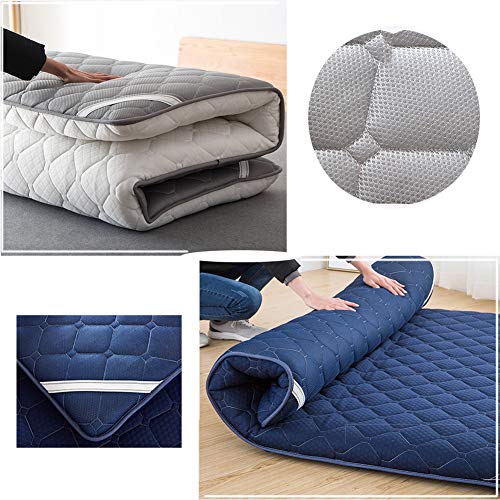 Tatami Mattress, Thicken Futon Mattress, Japanese Soft Portable Foldable Travel Sleeping Mattress Topper Breathable -White 150x200cm(59x79inch)