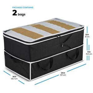 Expandable Clothes Storage Bags [70L Capacity] 2 Pk - 2 Adjustable Sizes for Compact Under Bed Storage or Expands to Large Clothing Storage Bag, Reinforced Carry Handles- for Comforter Blanket Bedding