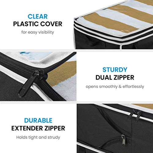 Expandable Clothes Storage Bags [70L Capacity] 2 Pk - 2 Adjustable Sizes for Compact Under Bed Storage or Expands to Large Clothing Storage Bag, Reinforced Carry Handles- for Comforter Blanket Bedding