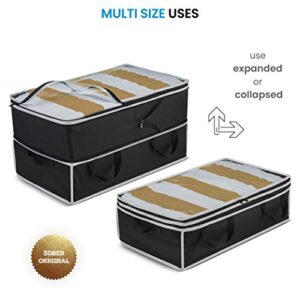 Expandable Clothes Storage Bags [70L Capacity] 2 Pk - 2 Adjustable Sizes for Compact Under Bed Storage or Expands to Large Clothing Storage Bag, Reinforced Carry Handles- for Comforter Blanket Bedding
