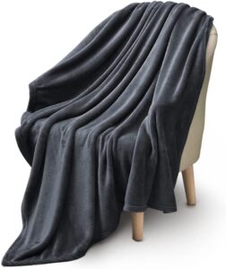 throw blanket,flannel fleece soft luxury warm bed blanket all season plush lightweight blankets for sofa,machine washable blankets fleeces (dark grey, queen(90''x90''))